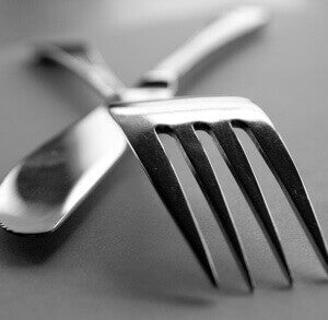 Fork and knife on table ready for meal