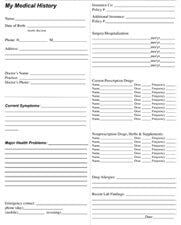 Free Blank Medical History Form