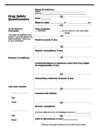 Drug Safety Questionnaire + Medical History
